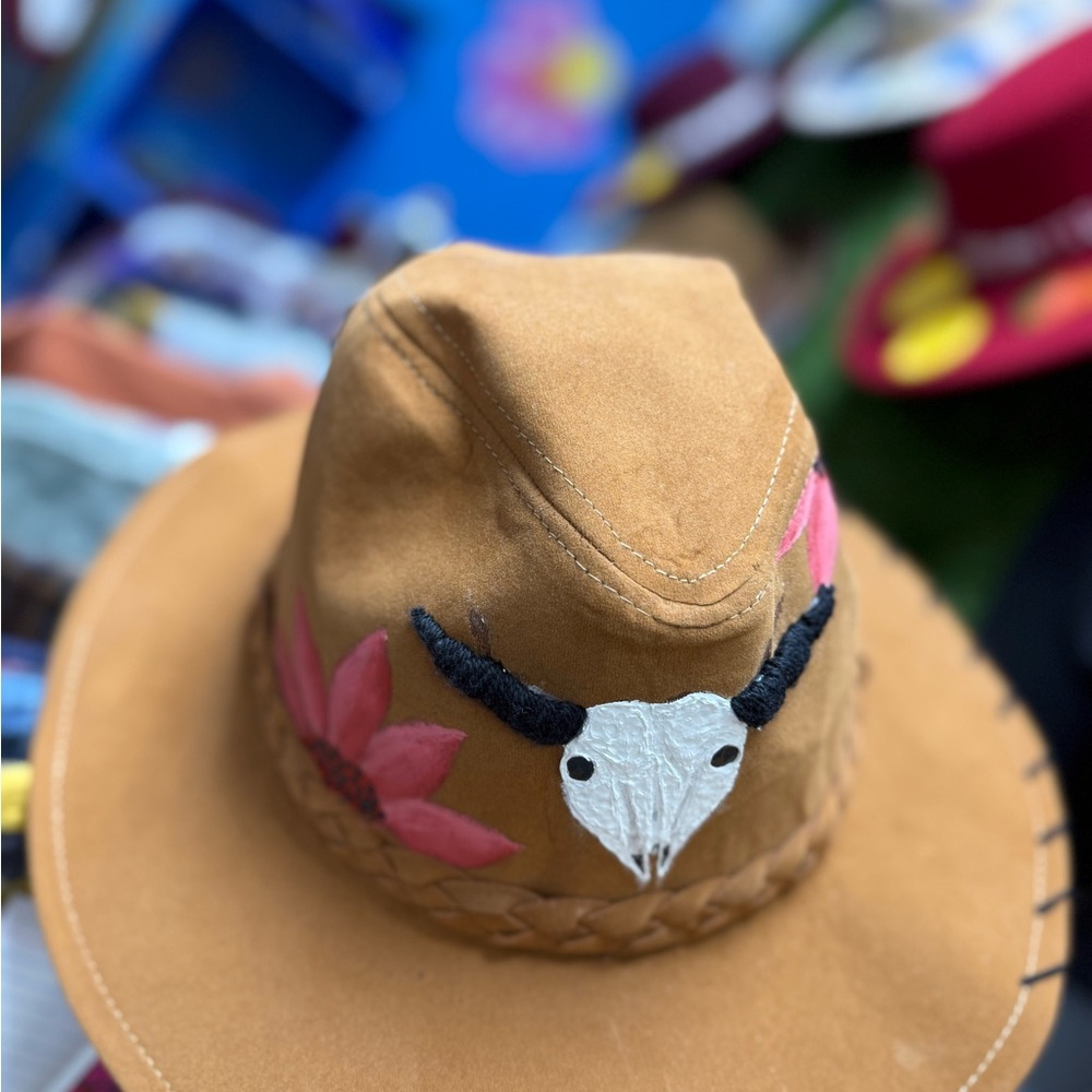 Kids Tan Cowboy Hat with Floral Design